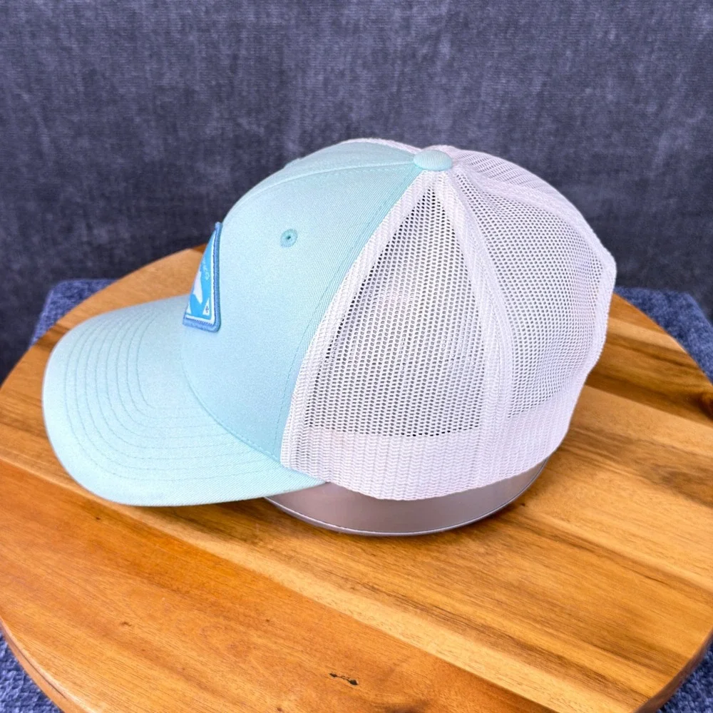 Huk Fishing Trucker Hat OSFA Light Blue Cotton Blend Snapback Patch Cap